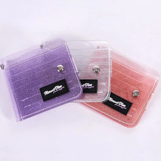 Glitter Jelly Wallet ID Holder W/ Lanyard