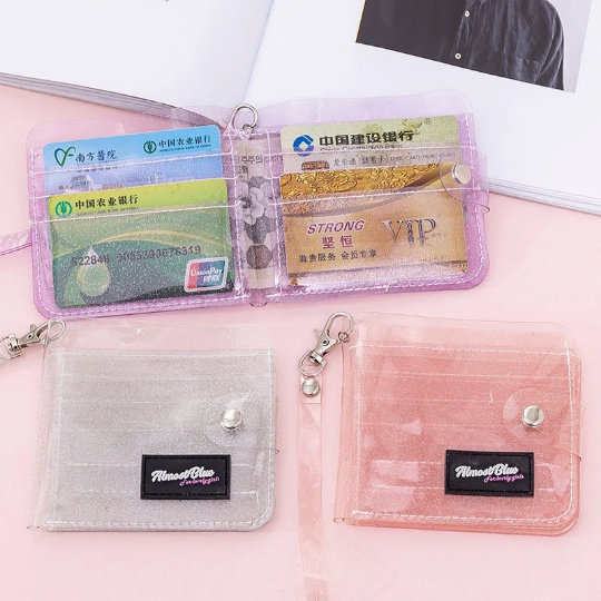 Glitter Jelly Wallet ID Holder W/ Lanyard